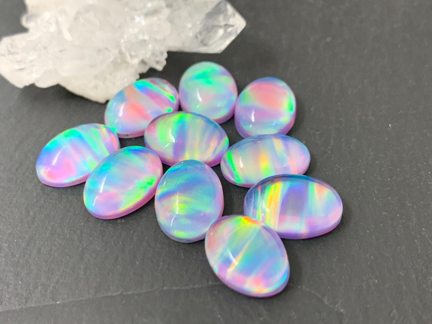 Aurora Opal oval 10x14mm cabochons - Doublet cabochons