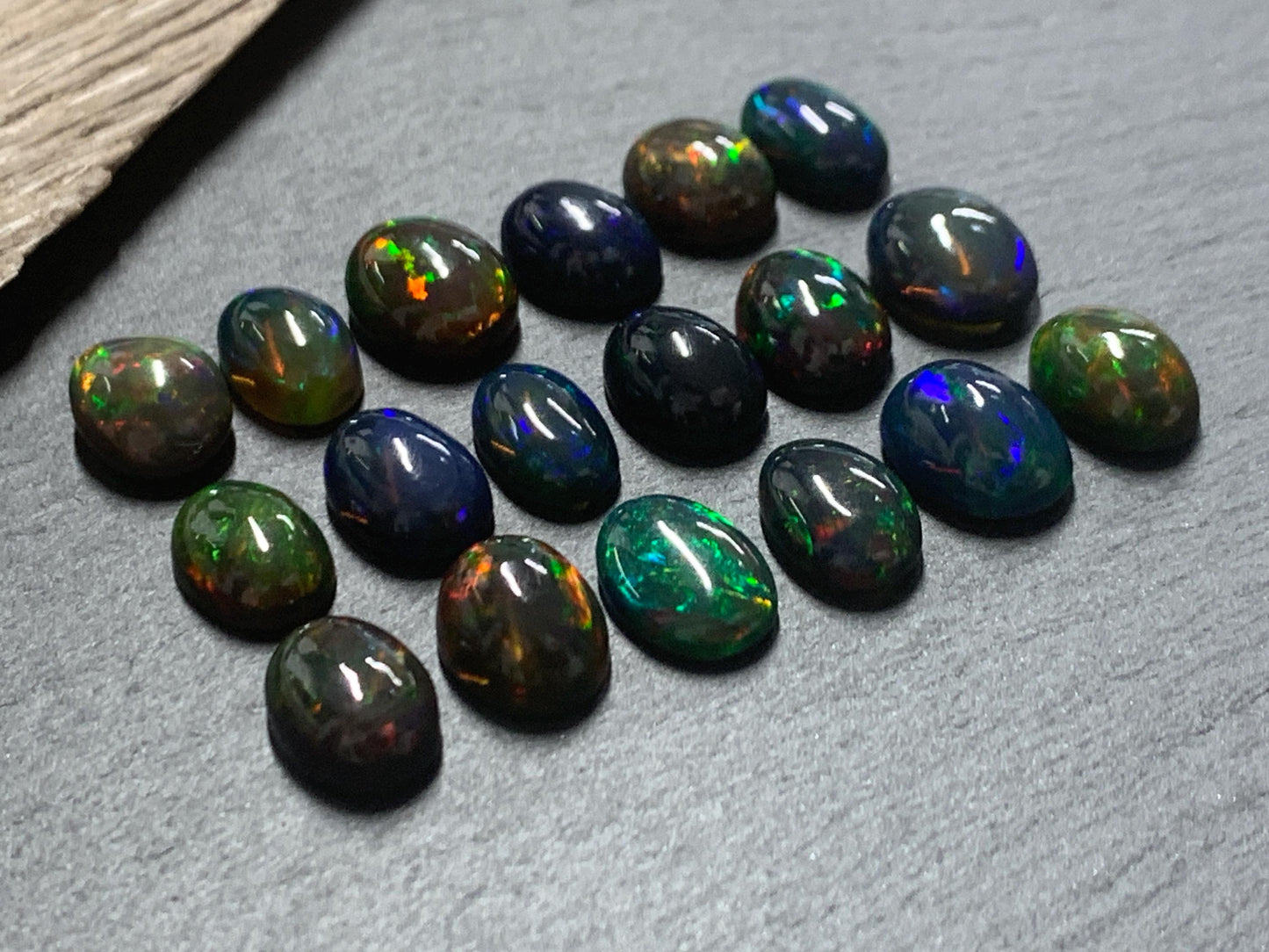 Natural Black Ethiopian Opal oval 10-11mm long Cabochon/ Select your cabochon