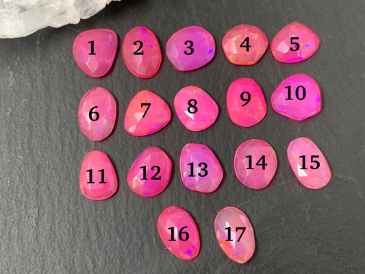 Faceted Pink Ethiopian Opal 9-10mm cabochon