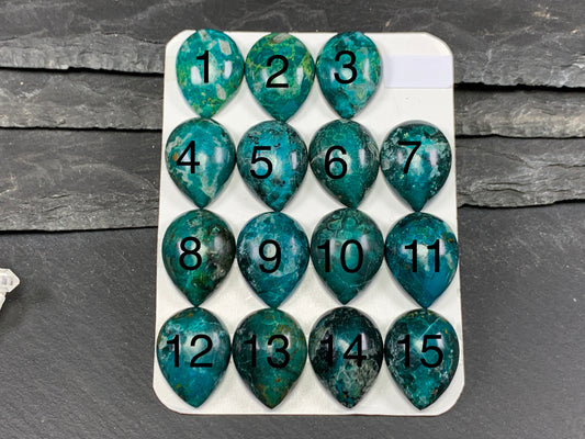 Chrysocolla pear 15x20mm cabochon - Calibrated cabochons