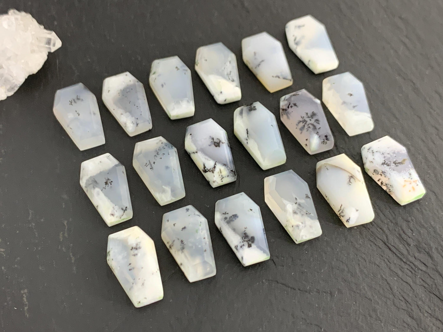 Step Cut Dendrite Opal coffin 10x16mm cabochon