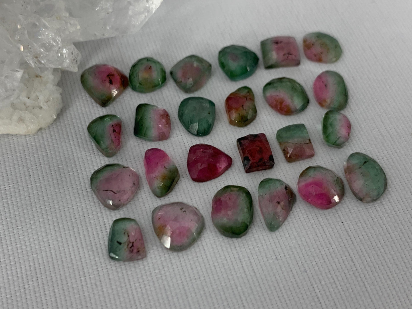 Faceted Watermelon Tourmaline 5-8mm long cabochon- Second quality cabochons