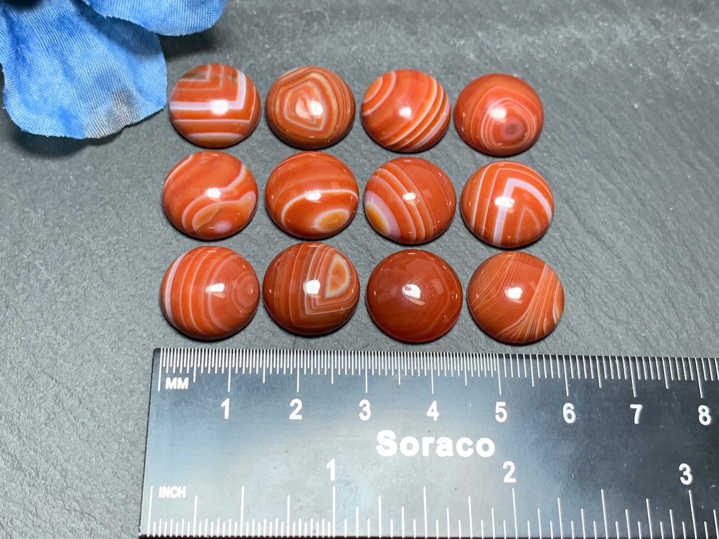Red Agate round 15mm - Calibrated Cabochons