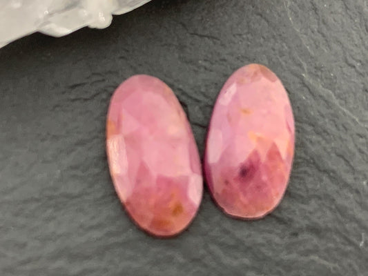 Faceted Ruby pair 7x13x2mm cabochon