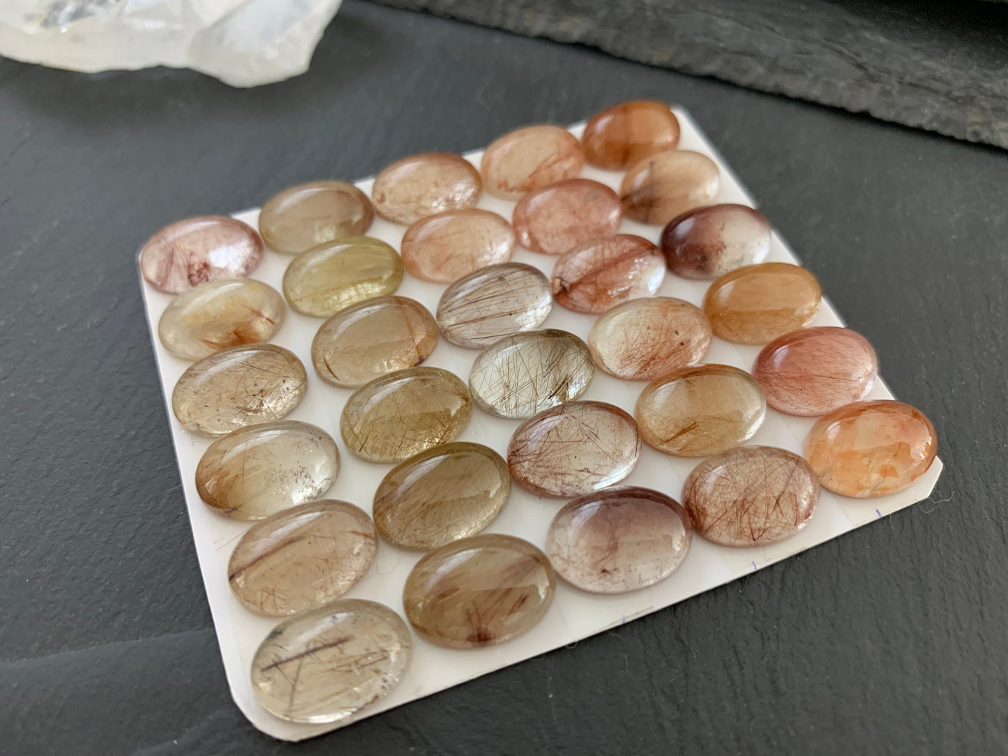 Rutilated Quartz oval 10x14mm cabochon - Calibrated cabochons