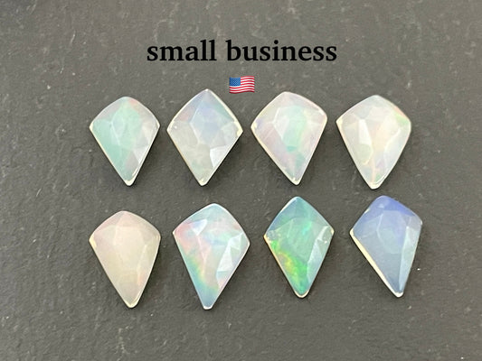 Faceted Ethiopian Opal kite 7.5-8.5mm long cabochon