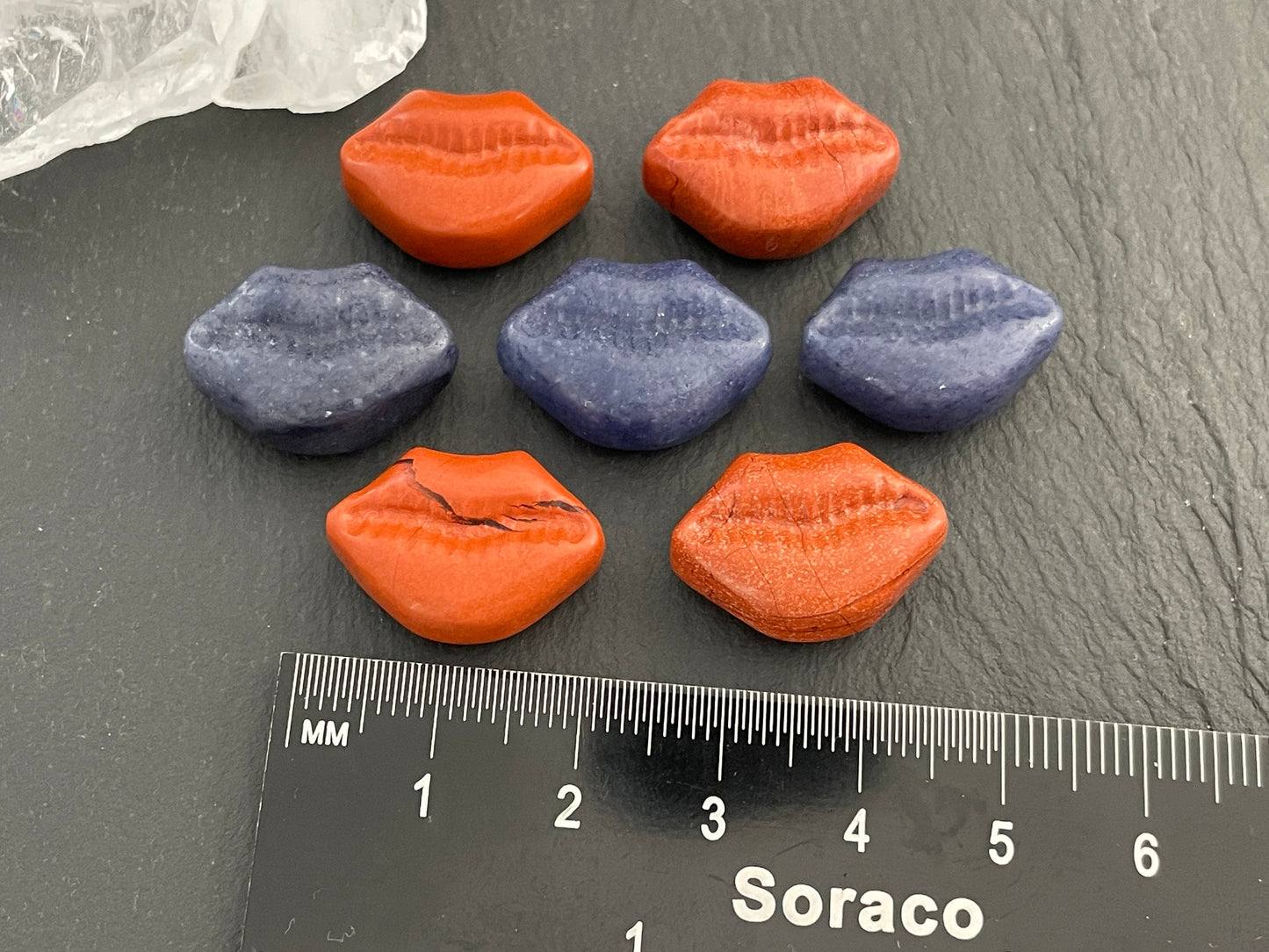 Red Jasper & Blue Aventurine Lips Cabochon - 20x14mm Carving