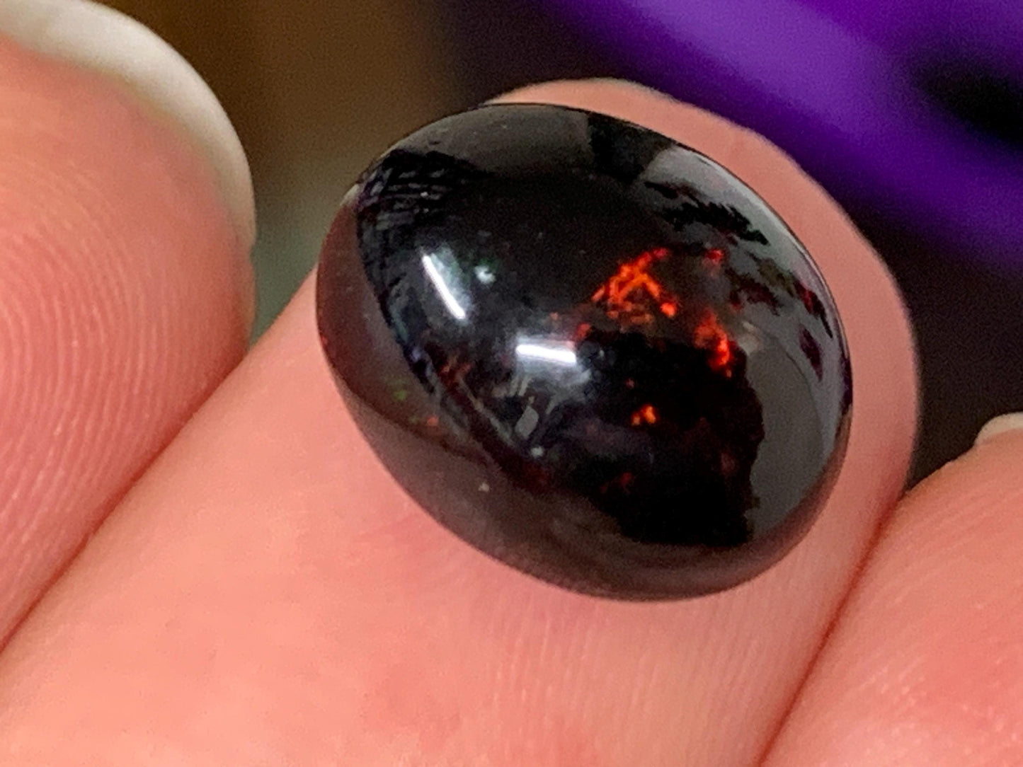 Natural Ethiopian Black Opal 9x12x7mm cabochon