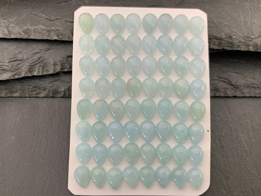 Aquamarine pear 6x8mm Cabochon - Calibrated cabochons