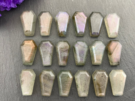 Natural Labradorite Coffin Cabochon: 10x16mm Gemstone