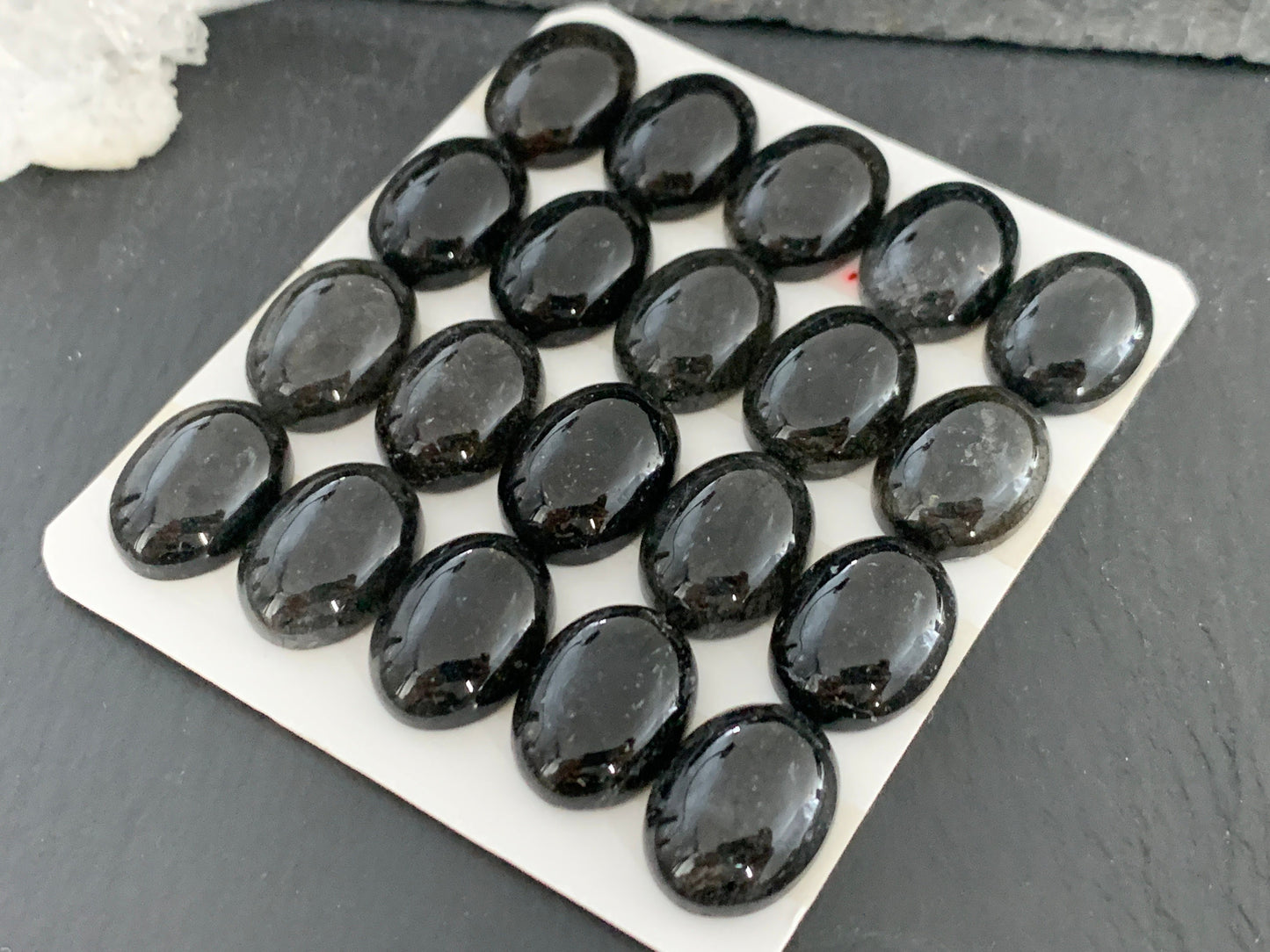 Black rutilated Quartz oval 12x16mm cabochon - Calibrated cabochons