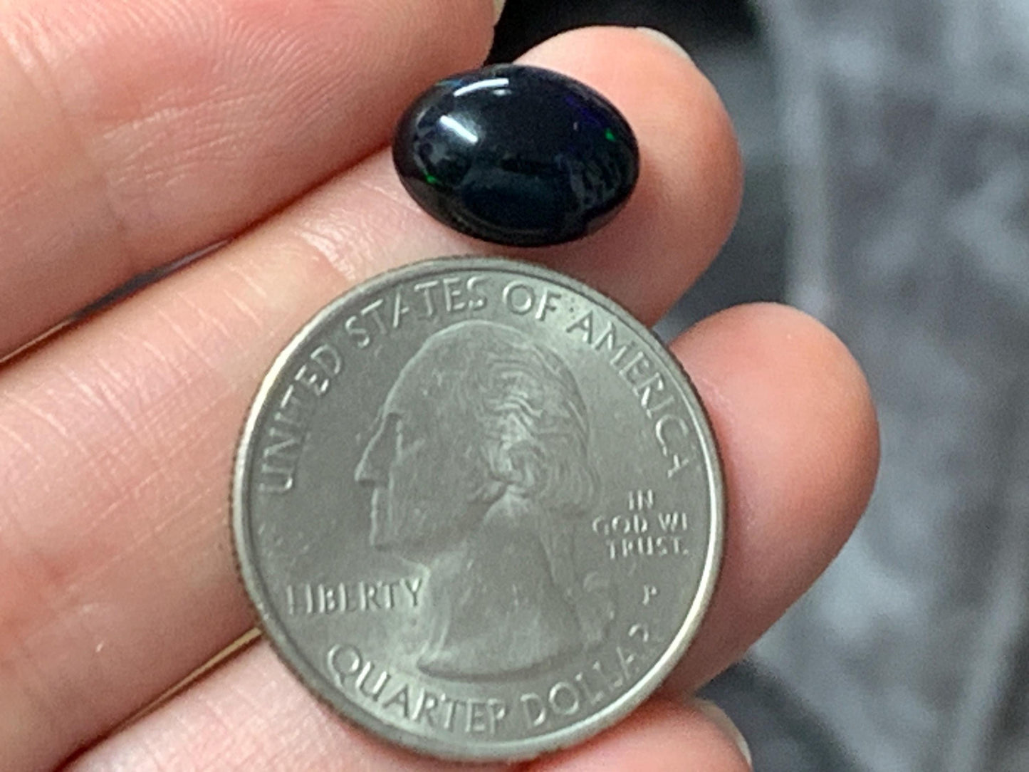 Natural Ethiopian Black Opal 9x12x5mm cabochon