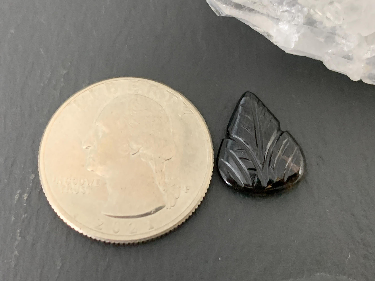 Carved Tourmaline 12x15x3mm cabochon