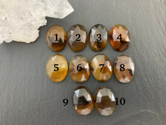 Faceted Montana Agate oval 10x14mm cabochon