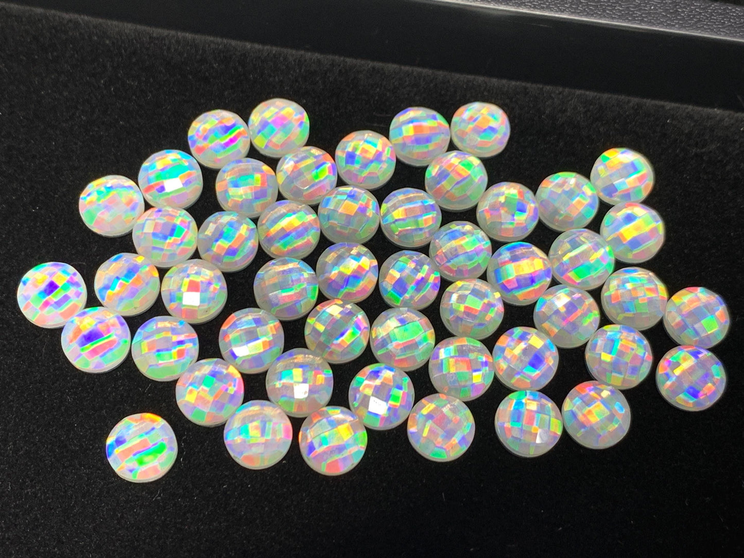 Faceted Rainbow Quartz round 10mm cabochon
