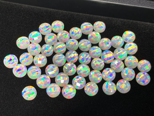 Faceted Rainbow Quartz round 10mm cabochon