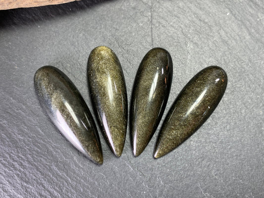 Gold Obsidian pear 10x30mm cabochon - Calibrated cabochons