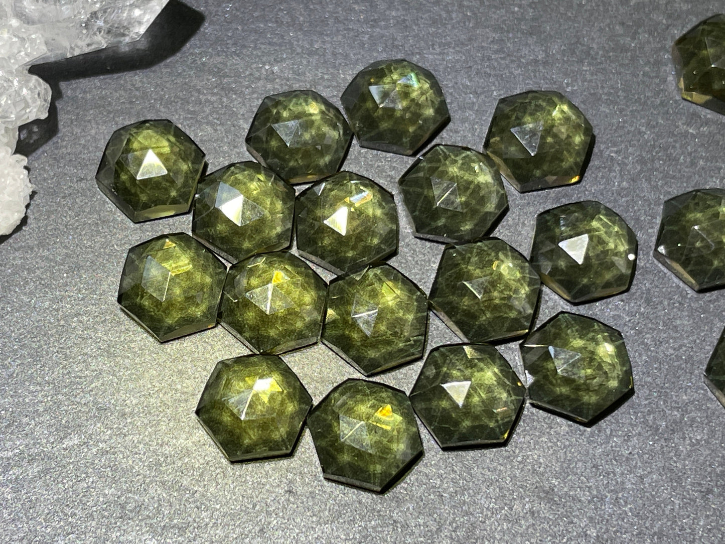 Faceted color changing Alexandrite hexagon 8mm cabochon - Cabochons are calibrated