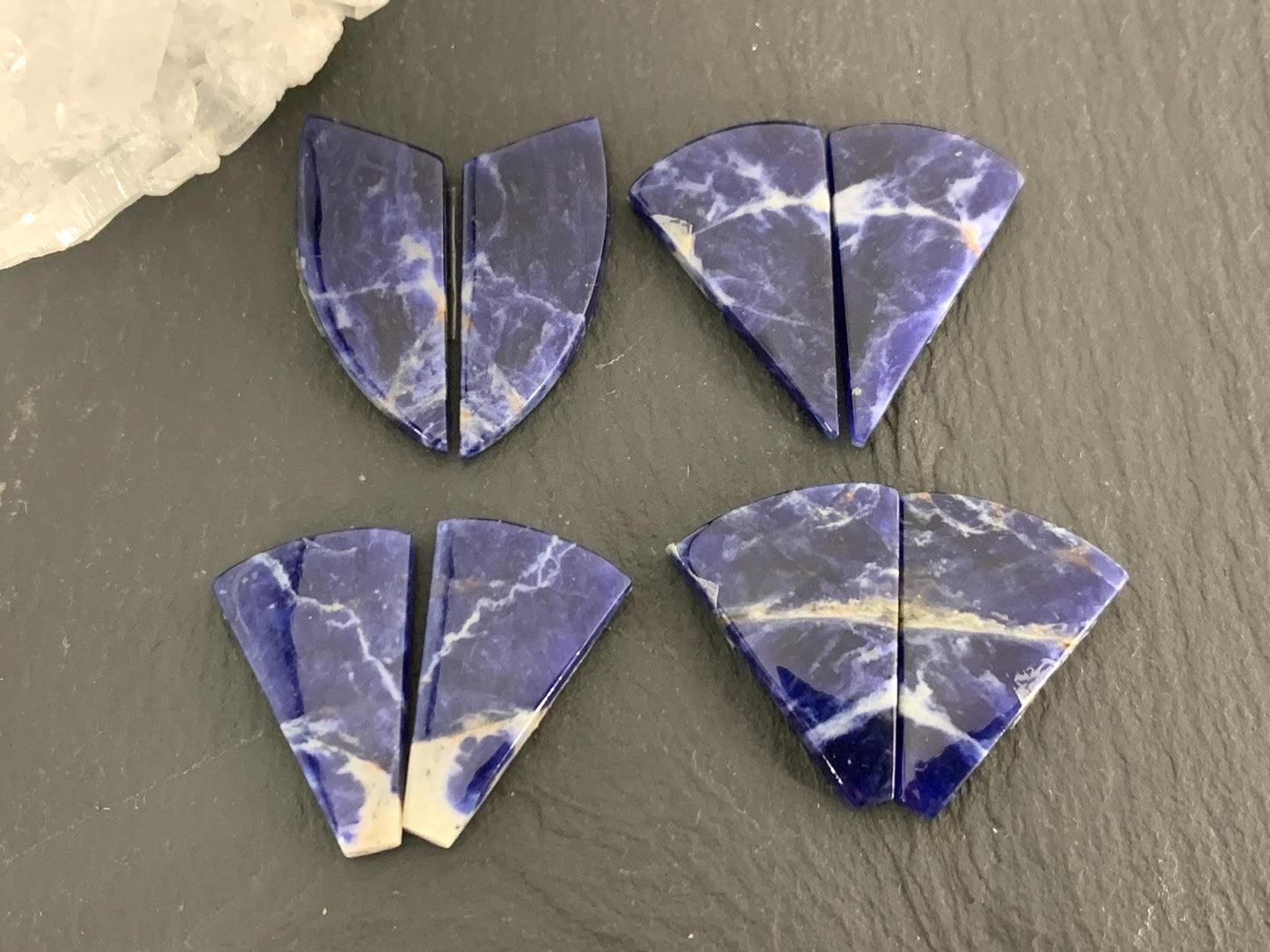 Natural Sodalite pair 22-28mm long cabochon