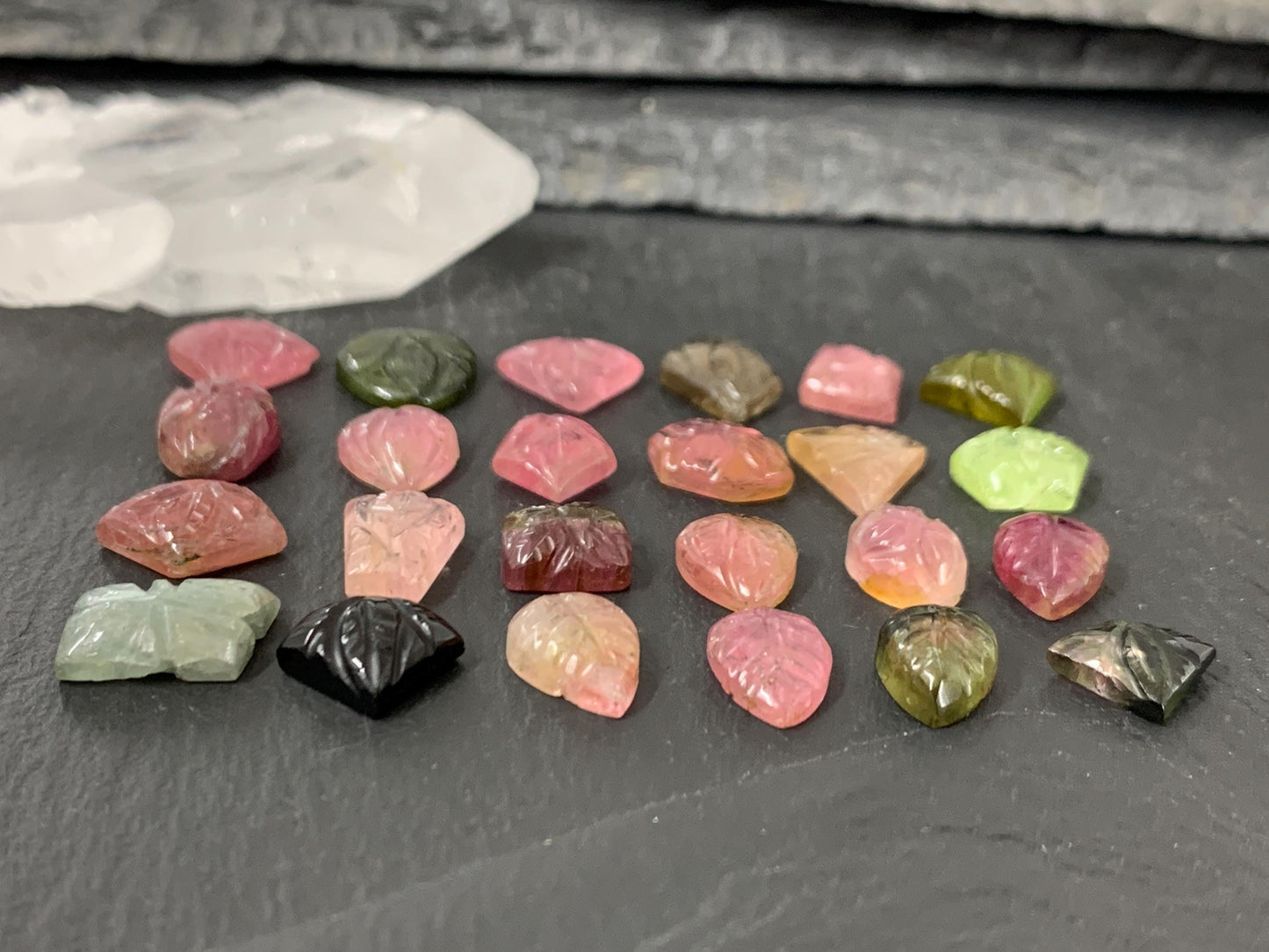 Carved Tourmaline 8-10mm long cabochon