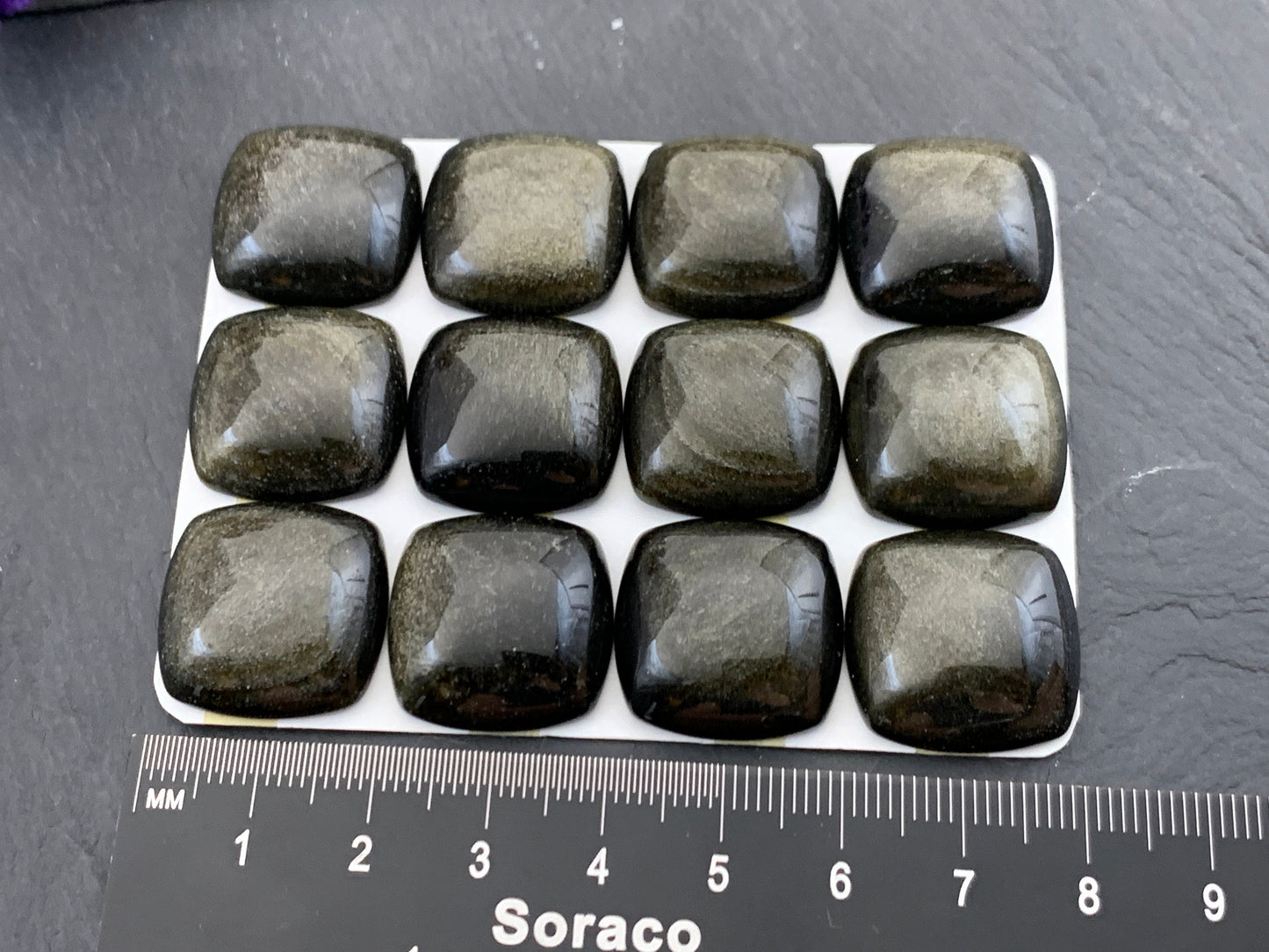 Gold Obsidian Square 20mm cabochon - Calibrated cabochons