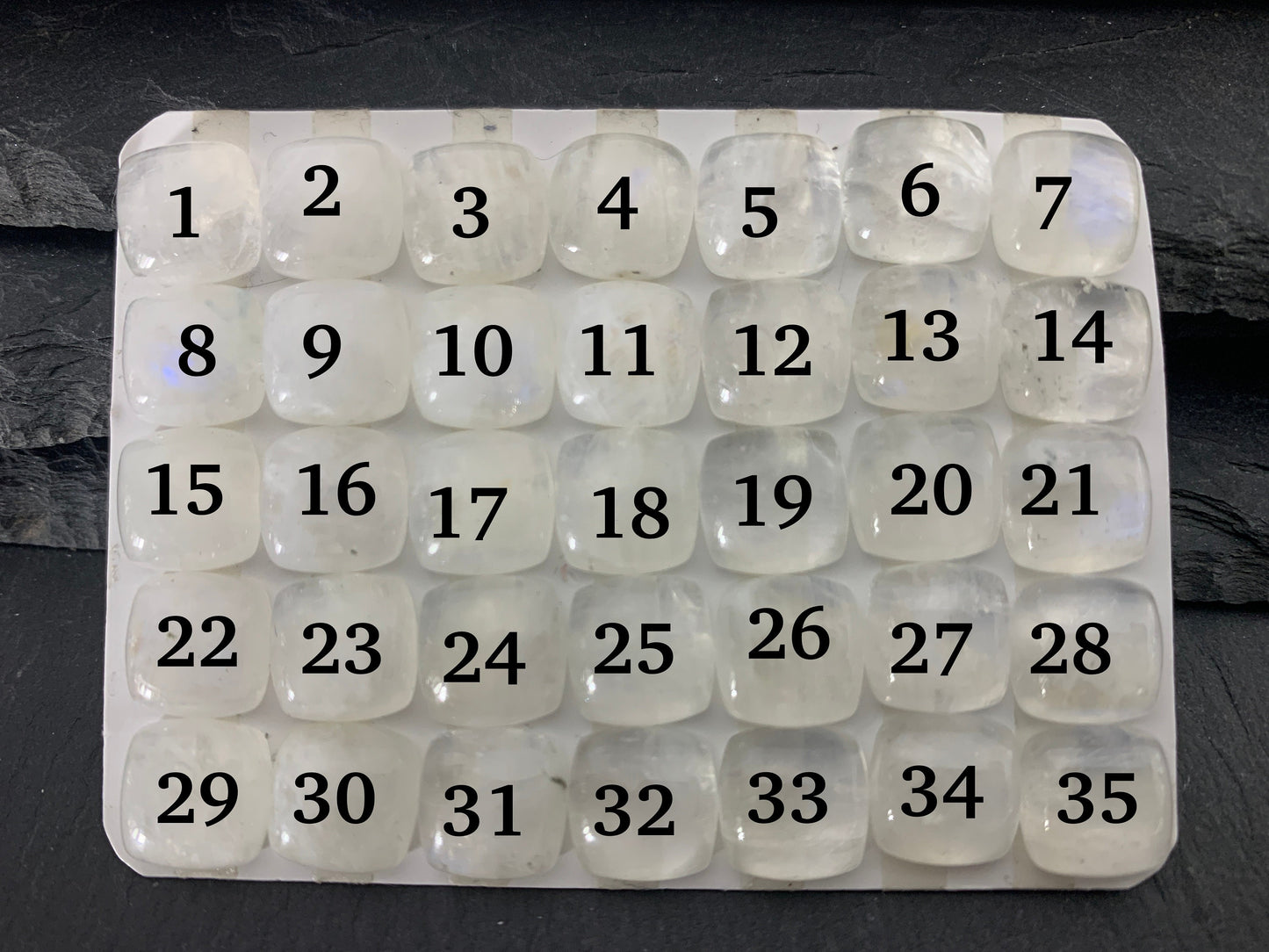 Rainbow Moonstone square cushion 10mm cabochon - Calibrated cabochons