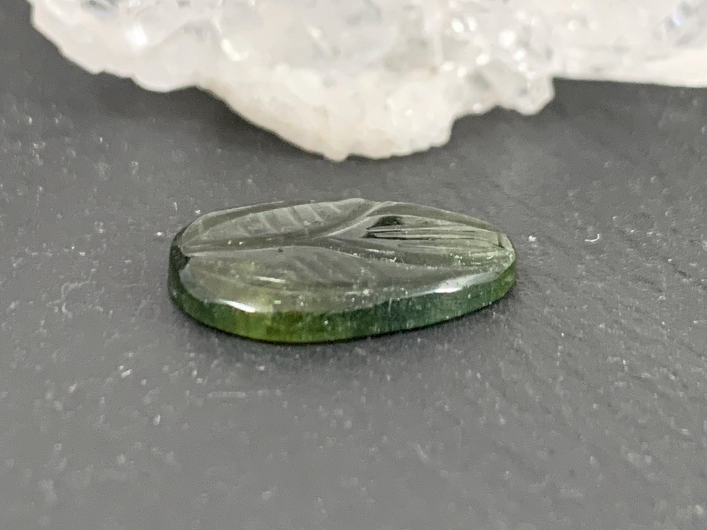 Carved Tourmaline 12x16x2mm cabochon