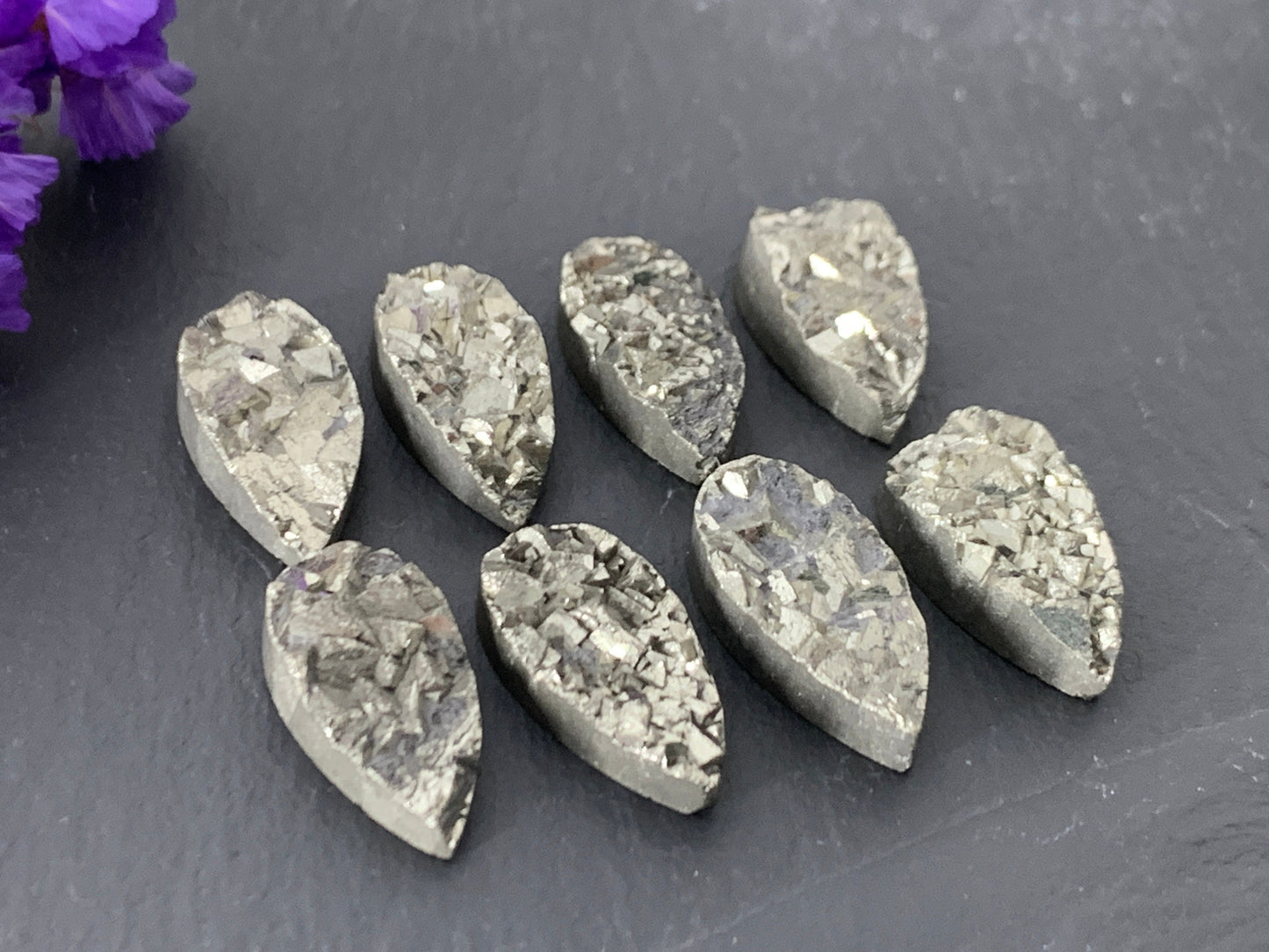 Pyrite pear 10x20mm cabochon