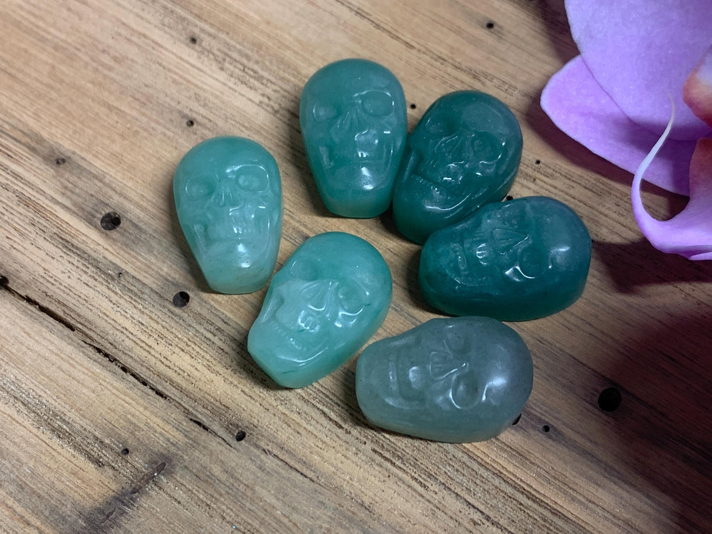 Green Aventurine Skull, Hand Carved Crystal Decor, Polished Gem