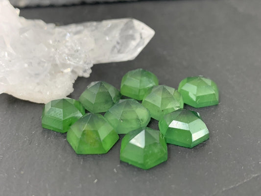 Faceted Serpentine hexagon 8mm cabochon