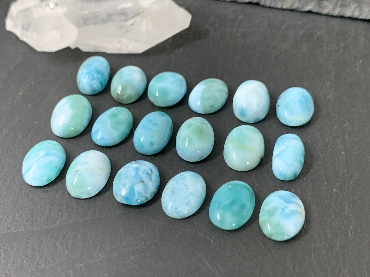Larimar oval 14mm long cabochon
