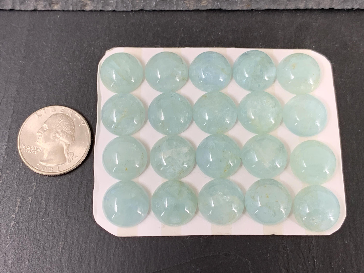 Aquamarine round 15mm cabochon - Calibrated cabochons