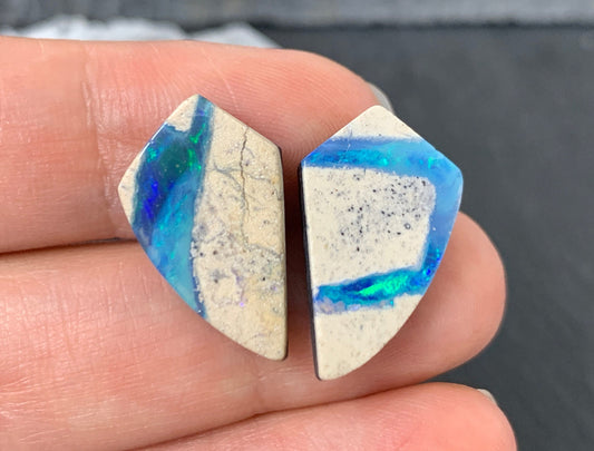 Australian Opal doublet 12x20x3.5mm pair of cabochons
