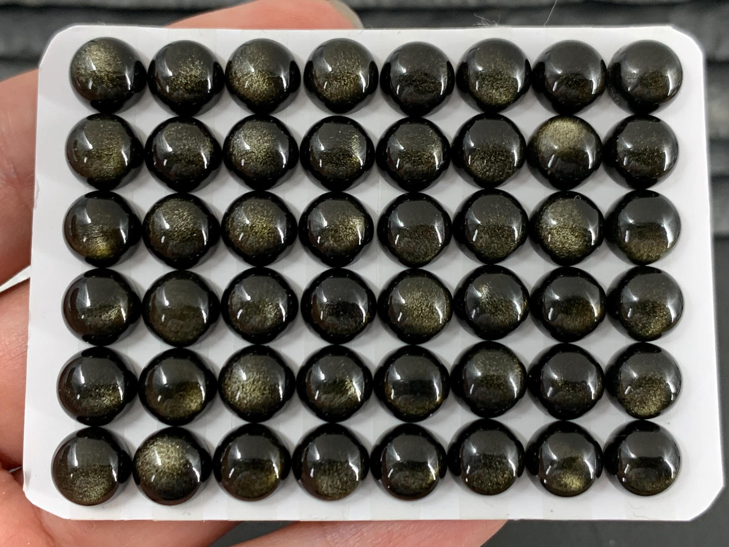 Gold Obsidian round 8mm cabochon - Calibrated cabochons AAA quality