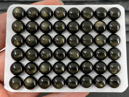 Gold Obsidian round 8mm cabochon - Calibrated cabochons AAA quality