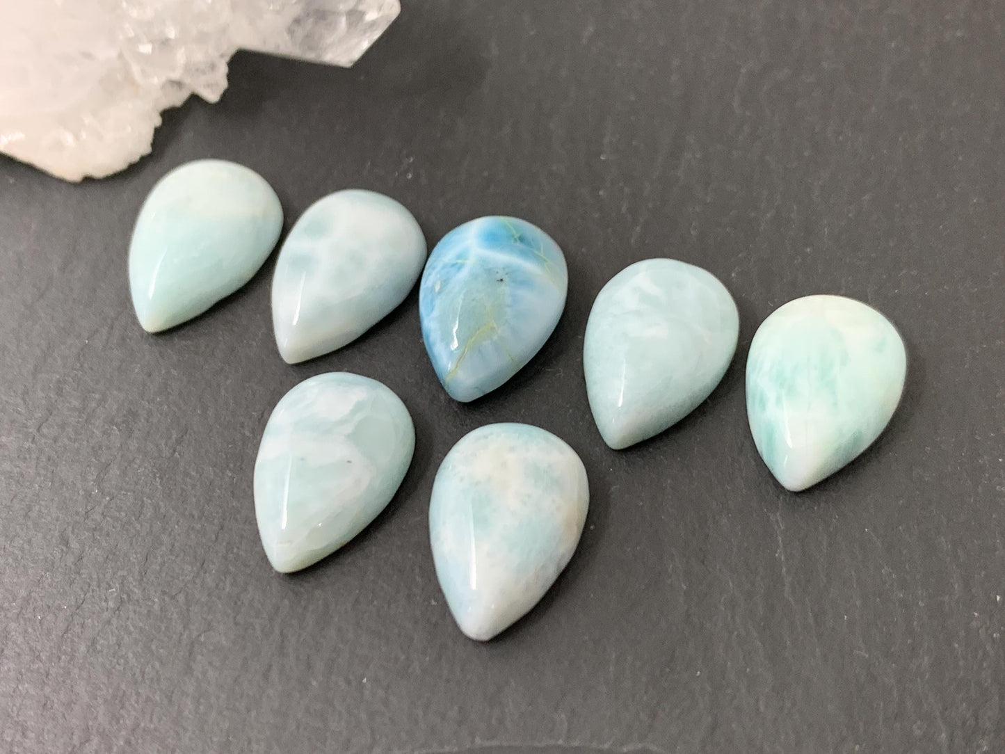 Larimar pear 10x15mm cabochon - Calibrated cabochons