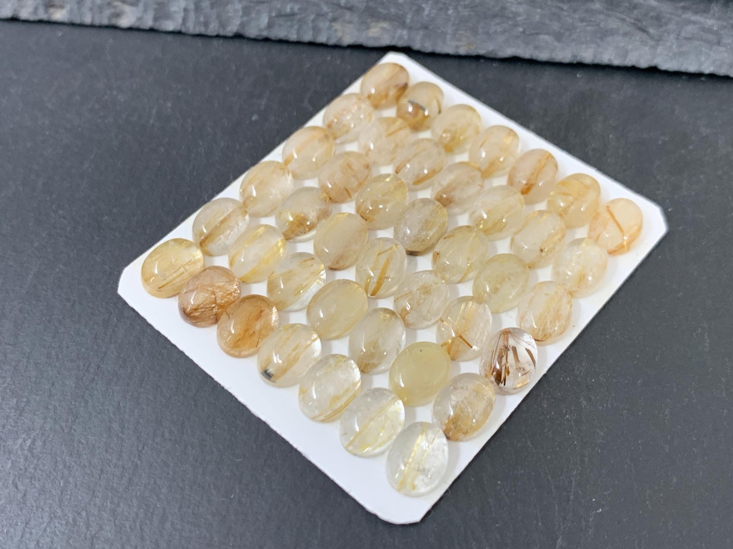Rutilated Quartz oval 7x9mm cabochon - Calibrated cabochons