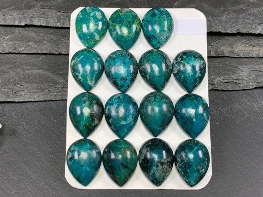 Chrysocolla pear 15x20mm cabochon - Calibrated cabochons