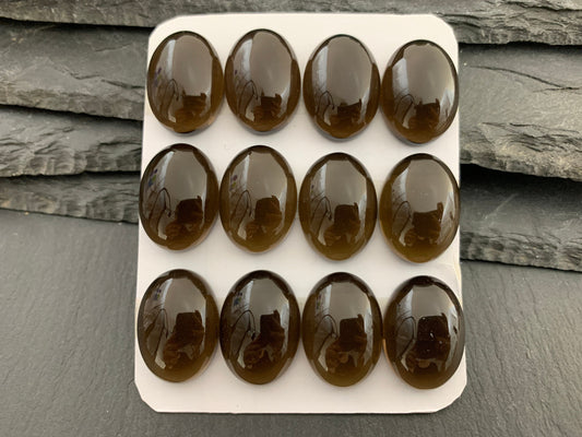 Smokey Quartz oval 16x22mm cabochon - Calibrated cabochons