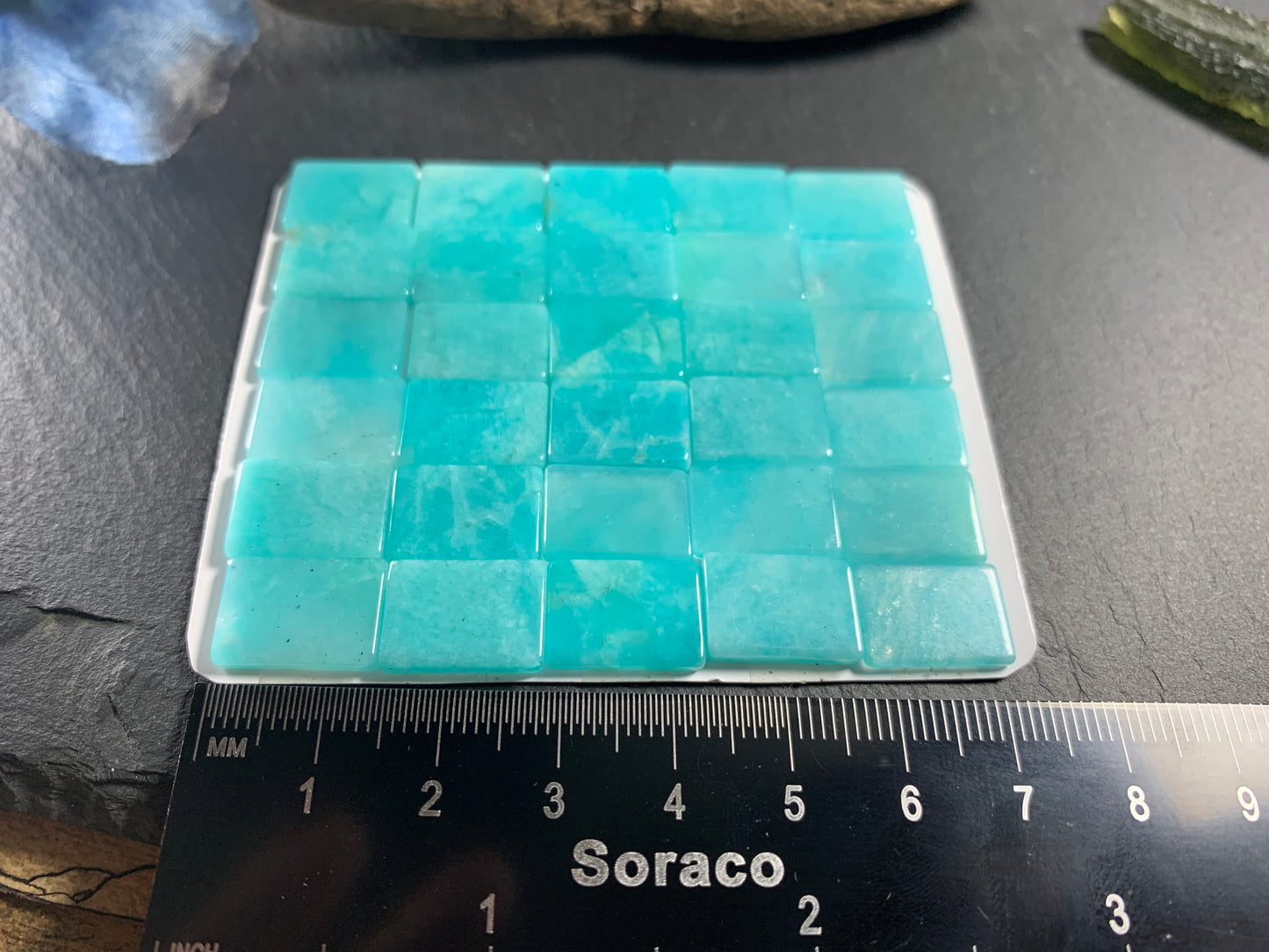 Flat Amazonite rectangle 10x14mm cabochon - Calibrated cabochons