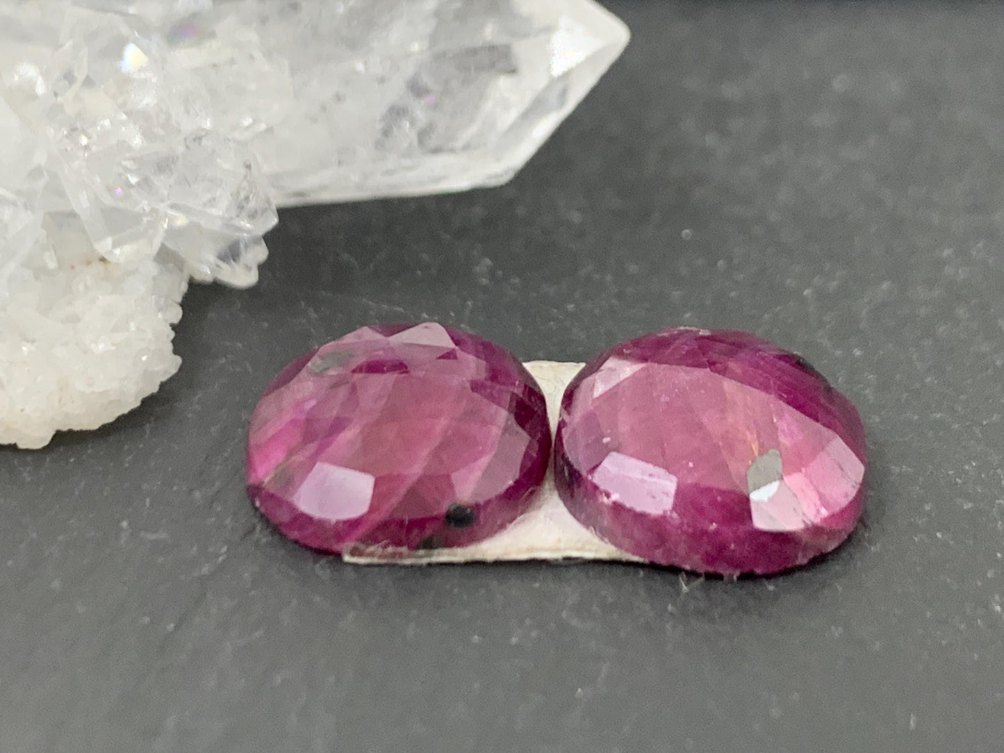 Faceted Ruby pair 11x12x4mm cabochon