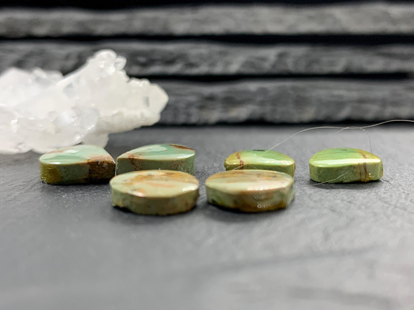 Tibetan Turquoise Pair 11-14mm long Cabochon - Hand Cut Cabochon