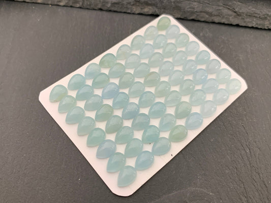 Aquamarine pear 6x8mm Cabochon - Calibrated cabochons