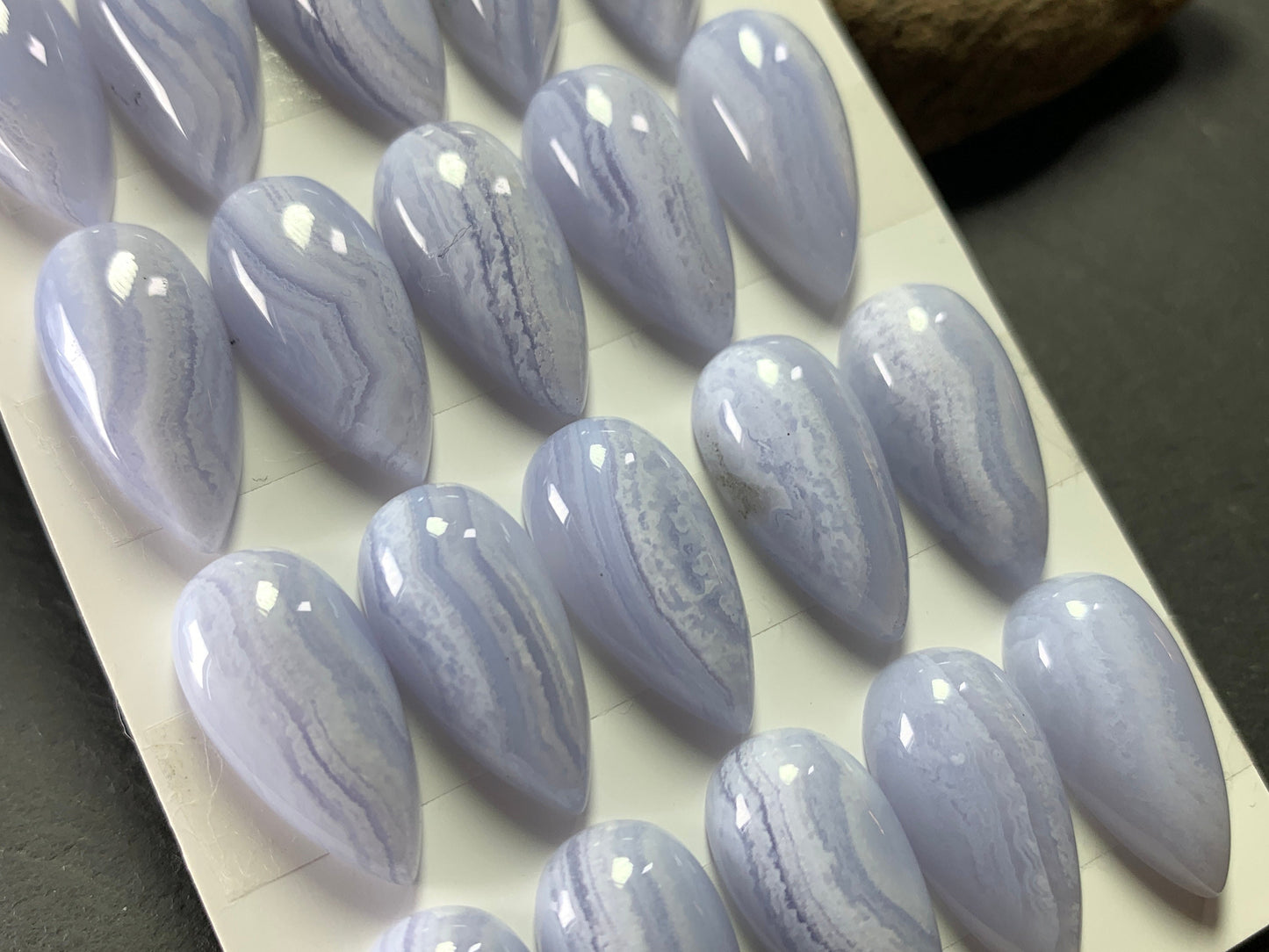 Blue Lace Agate pear 10x20mm Cabochon - Calibrated cabochons
