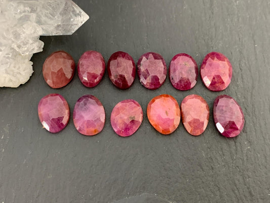 Faceted Ruby 10-12mm long Cabochon