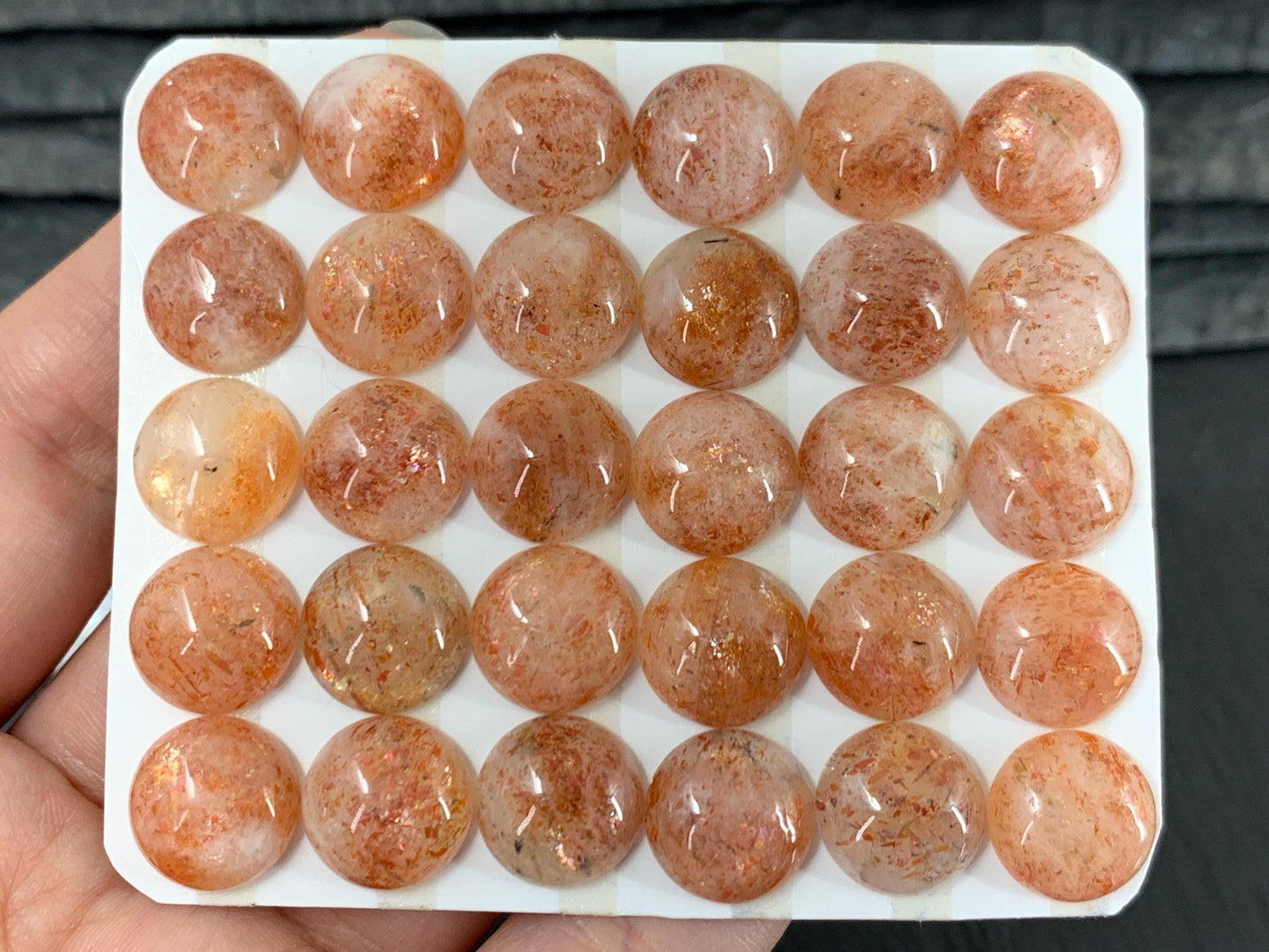 Sunstone round 12mm cabochon - Calibrated cabochons