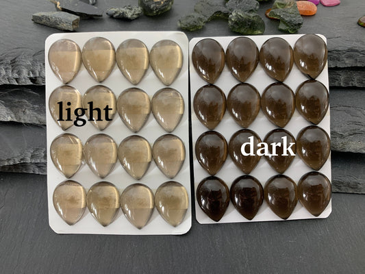 Smokey Quartz pear 15x20mm cabochon - Calibrated cabochons   es