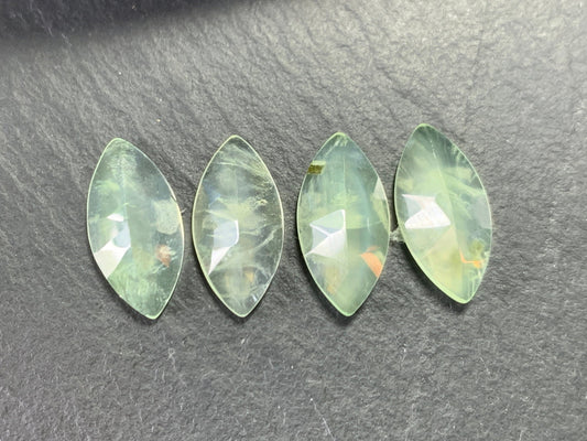 Faceted Prehnite marquise 8x16mm cabochon - Calibrated cabochons