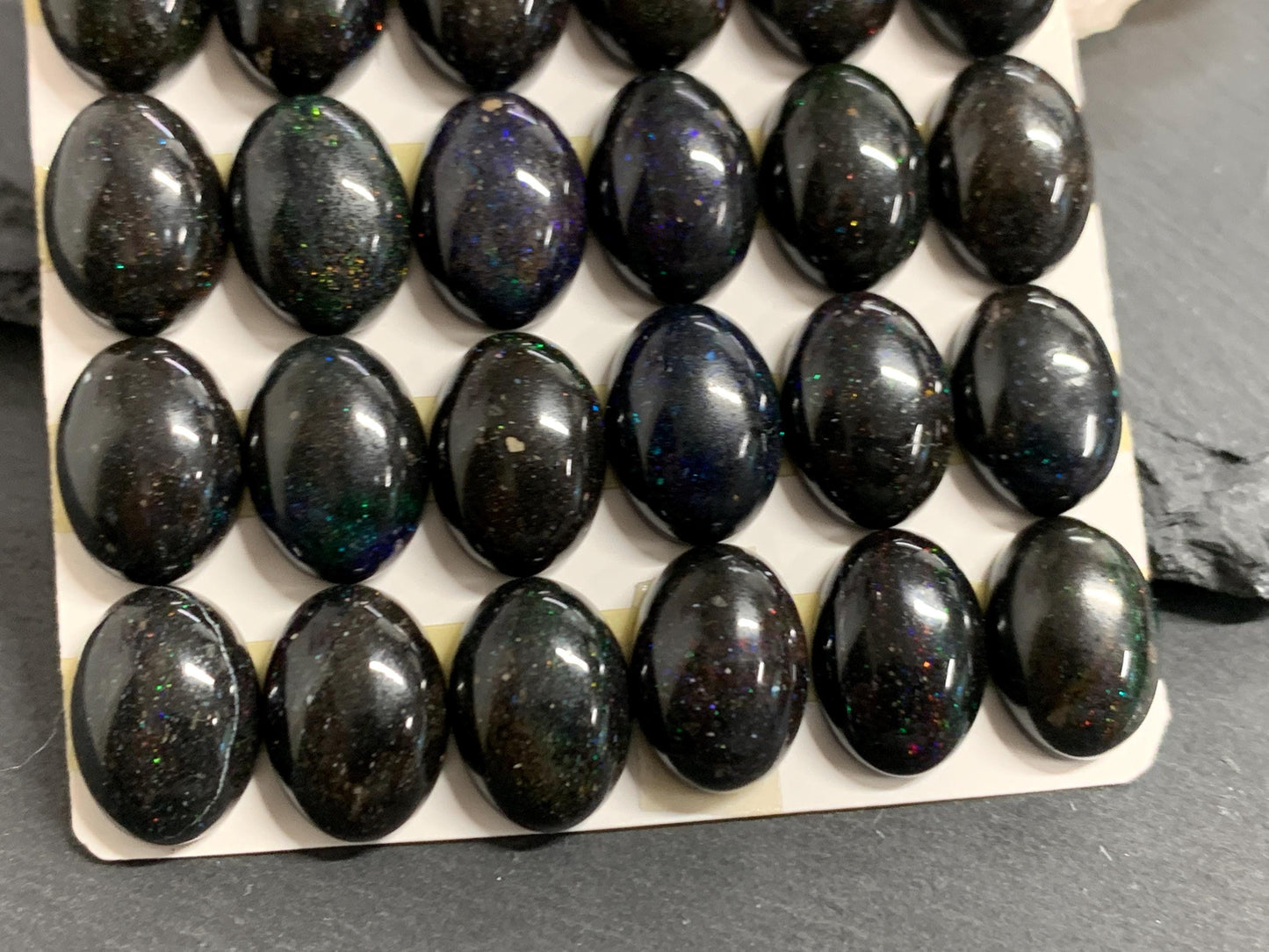 Black Andamooka Opal oval 10x14mm cabochon - Calibrated cabochons Andamooka Australia - Matrix Australian Opal