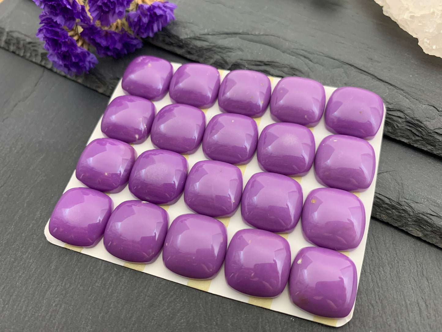 Phosphosiderite square 18mm cabochon - Calibrated cabochons